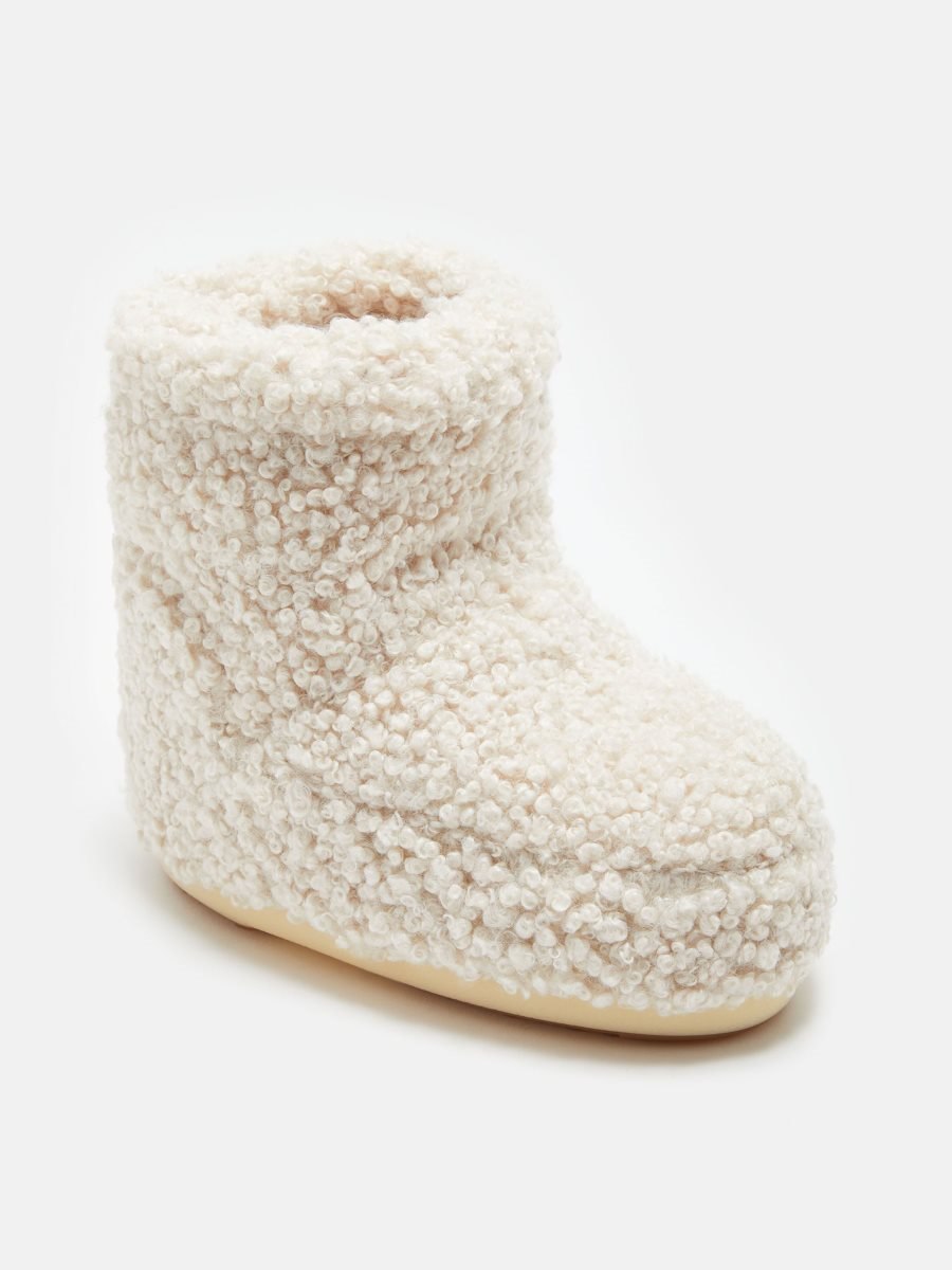 Moon Boot ICON LOW FAUX CURLY BOOTS - CREAM